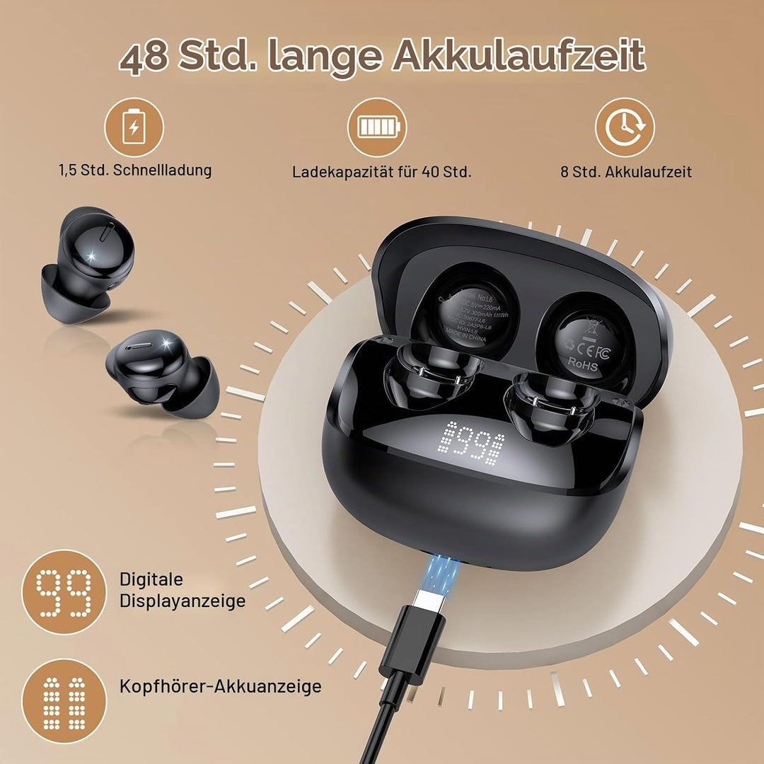 Bluetooth Kopfhörer In Ear, Mini Schlafkopfhörer für Seitenschläfer 2026 | Bluetooth 5.4 Hi-Fi Sound