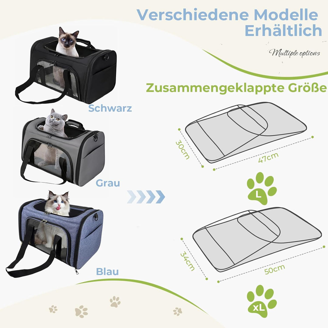 Bibykivn Transporttasche für Katze Hund, Katzentransportbox, Hundebox Faltbar Hundetasche Transportt