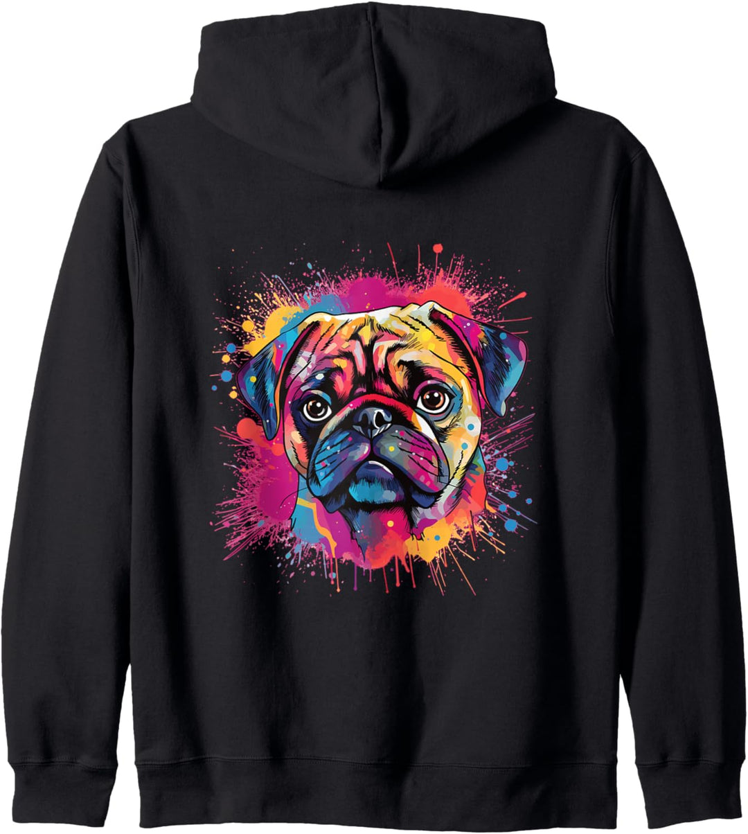 Mops Splash Farben Design Kapuzenjacke