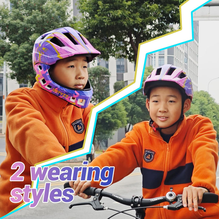 Kinder Fahrradhelm Leicht Integralhelm Kinder mit Abnehmbaren Kinnschutz Kinder Downhill Helm für Ba