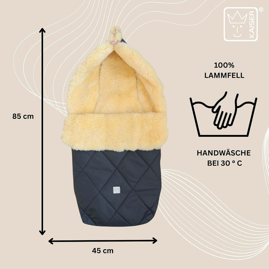 Kaiser Coosy Lammfell Kinderwagen Fusssack, 85 x 45 cm, Universal Passform (anthracite), Anthracite
