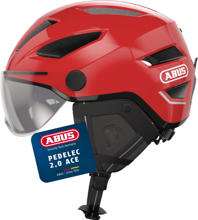 ABUS Stadthelm Pedelec 2.0 ACE - Fahrradhelm mit Rücklicht, Visier, Regenhaube, Ohrenschutz - für Da