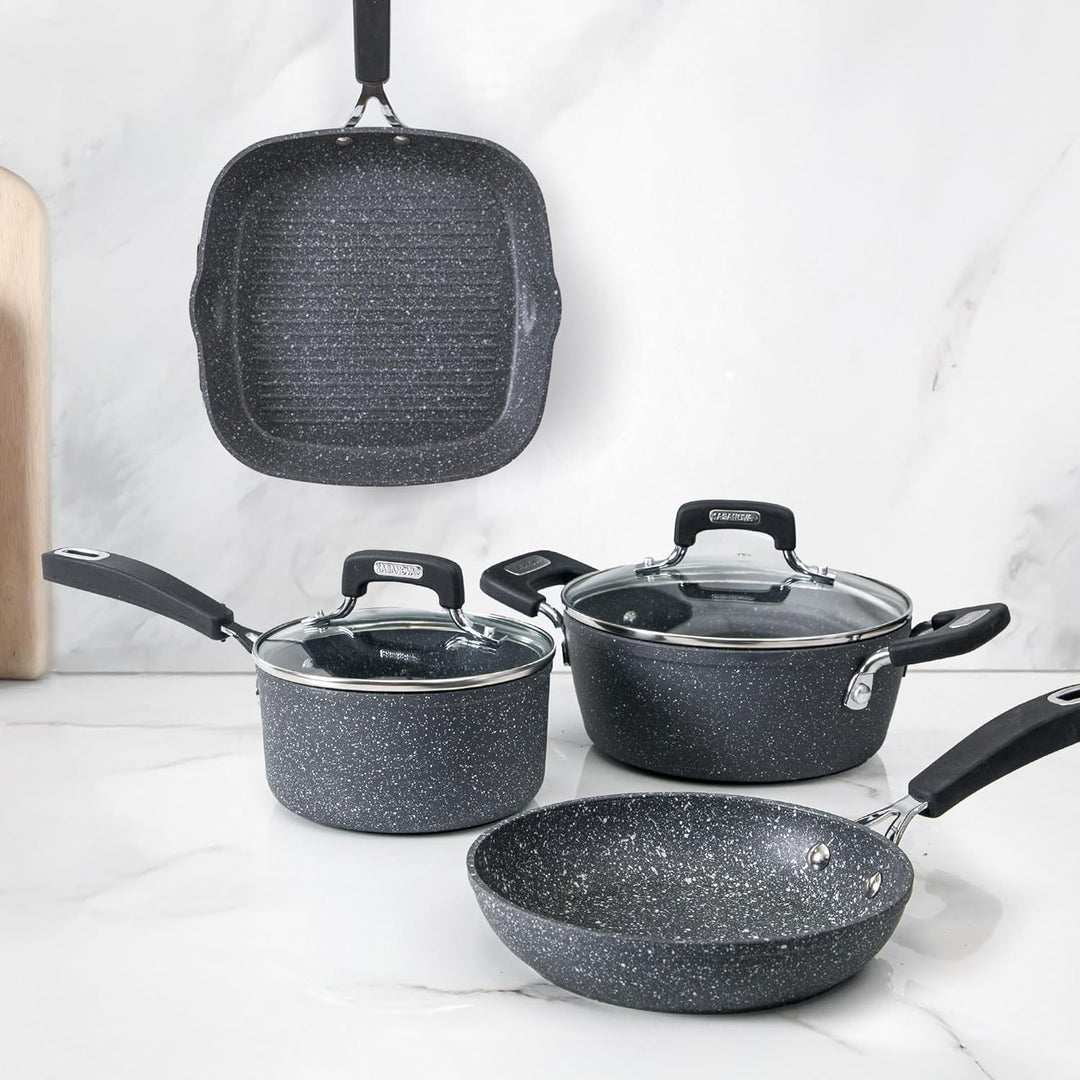 KASANOVA New Petra Dark Topf-Set – Töpfe und Pfannen für Induktion und Backofen bis 180°C, Antihaft-