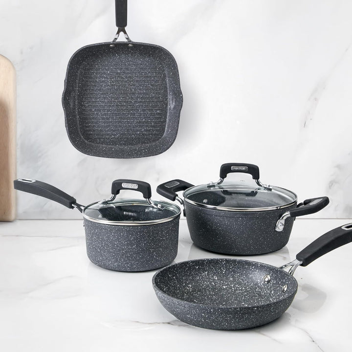KASANOVA New Petra Dark Topf-Set – Töpfe und Pfannen für Induktion und Backofen bis 180°C, Antihaft-