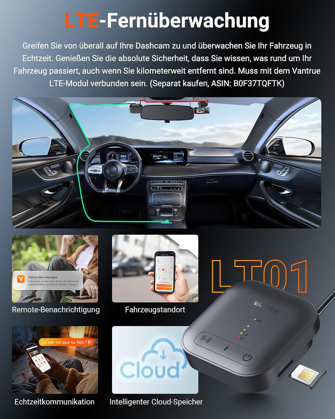 VANTRUE N4S 3 Lens STARVIS 2 Dashcam Auto, 5GHz WiF GPS 1944P+ 1440P+ 2.5K Dash Cam, 3 Channel HDR N