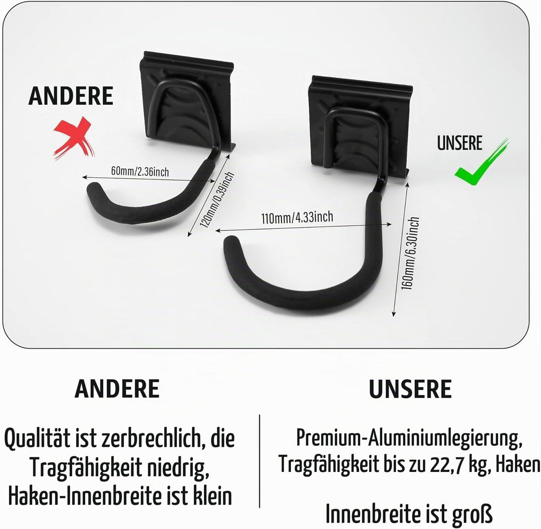 Sinoer Fahrradwandträger,Wandhalterung für 6 Fahrräder + 5 Helme, Werkzeugaufbewahrungshaken einstel