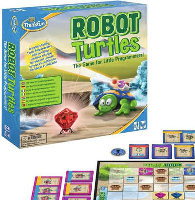 Robot Turtles, ein Kinderspiel bei dem Kinder ab 4 Jahre mit Spass und spielerisch erstes Programmie