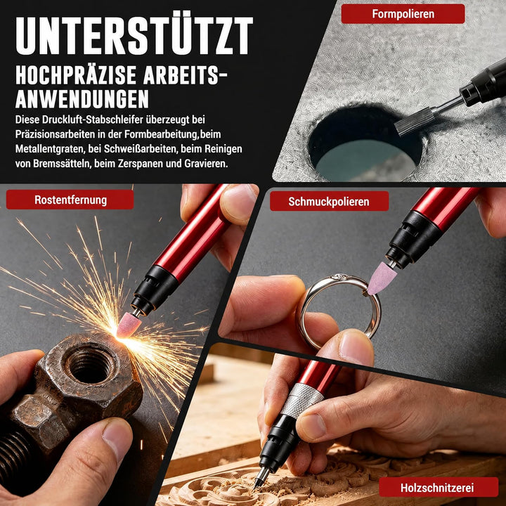 Micro Stabschleifer, Mini Druckluft Stabschleifer Druckluftschleifer,65000 U/Min Luftschleifer Gerad