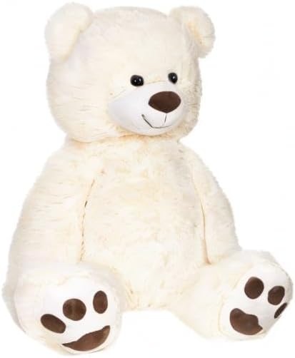 BRUBAKER XXL Teddybär 100 cm gross - Weiss - Stofftier Plüschtier Kuscheltier, Weiss