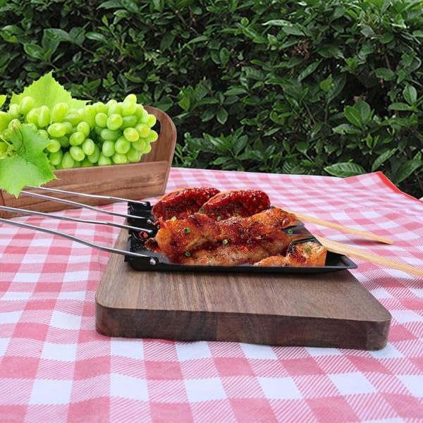 Praktisches 6er-Set Grillpfännchen für Raclette &amp; BBQ, mit klappbarem Griff &amp; Holzspatel, antihaftbe