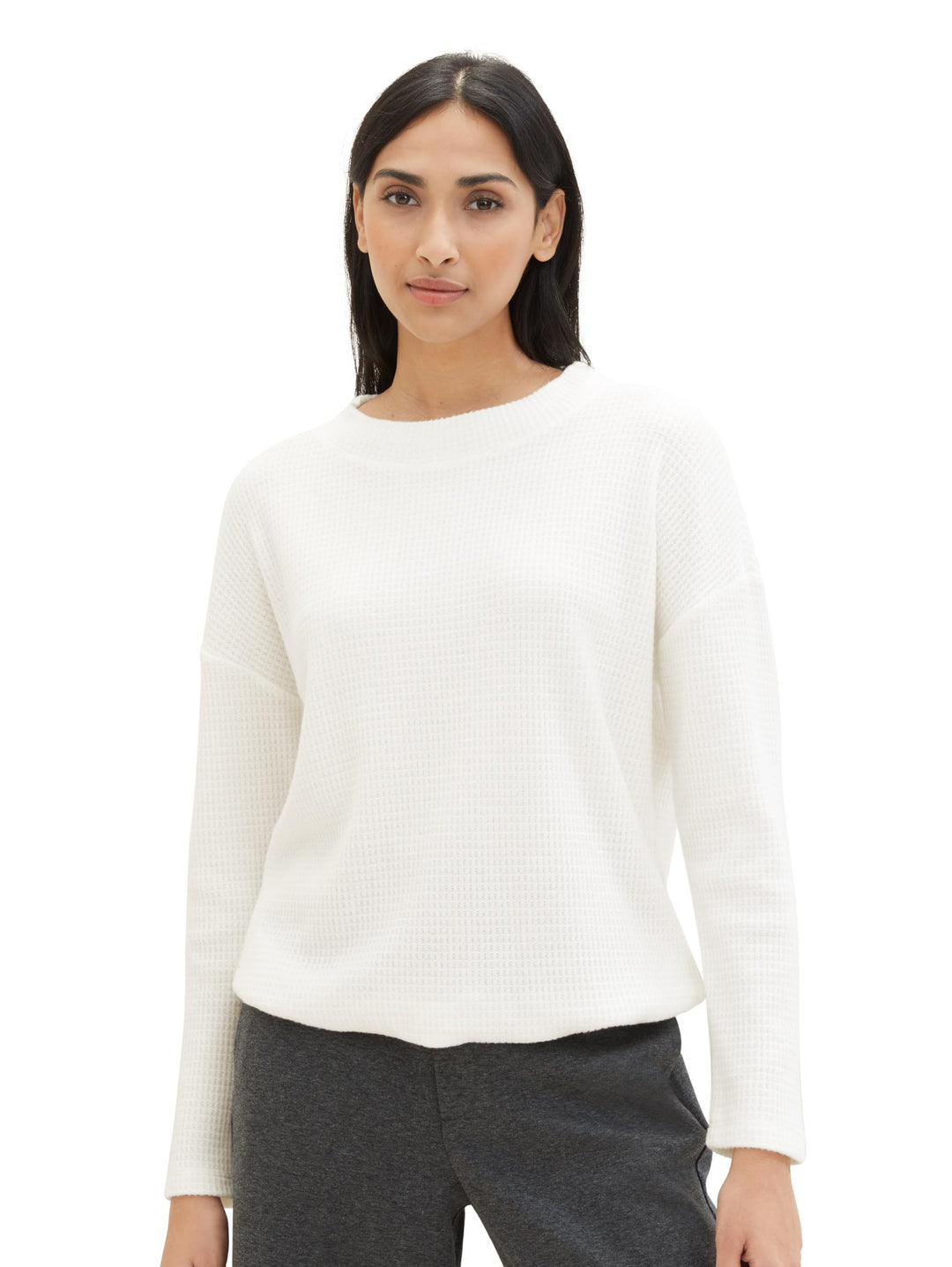 TOM TAILOR Damen Sweatshirt, 10315 - Whisper White