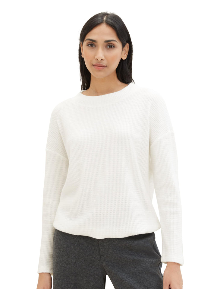 TOM TAILOR Damen Sweatshirt, 10315 - Whisper White