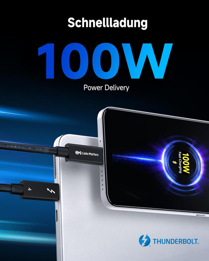 Cable Matters [Intel Zertifiziertes 40Gbps aktives USB C Thunderbolt 4 Kabel 2m mit 100W Aufladung u