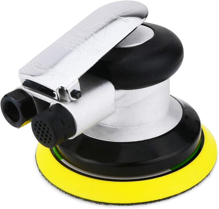 Exzenterschleifer Druckluft 125mm, Mini Polierer Professional Schleifmaschine Set, 10000 U/min (Silb