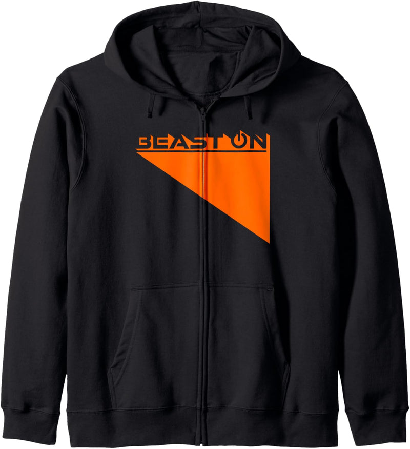 Beast ON Gym Fitness Workout Gym Training orange Schrift Kapuzenjacke