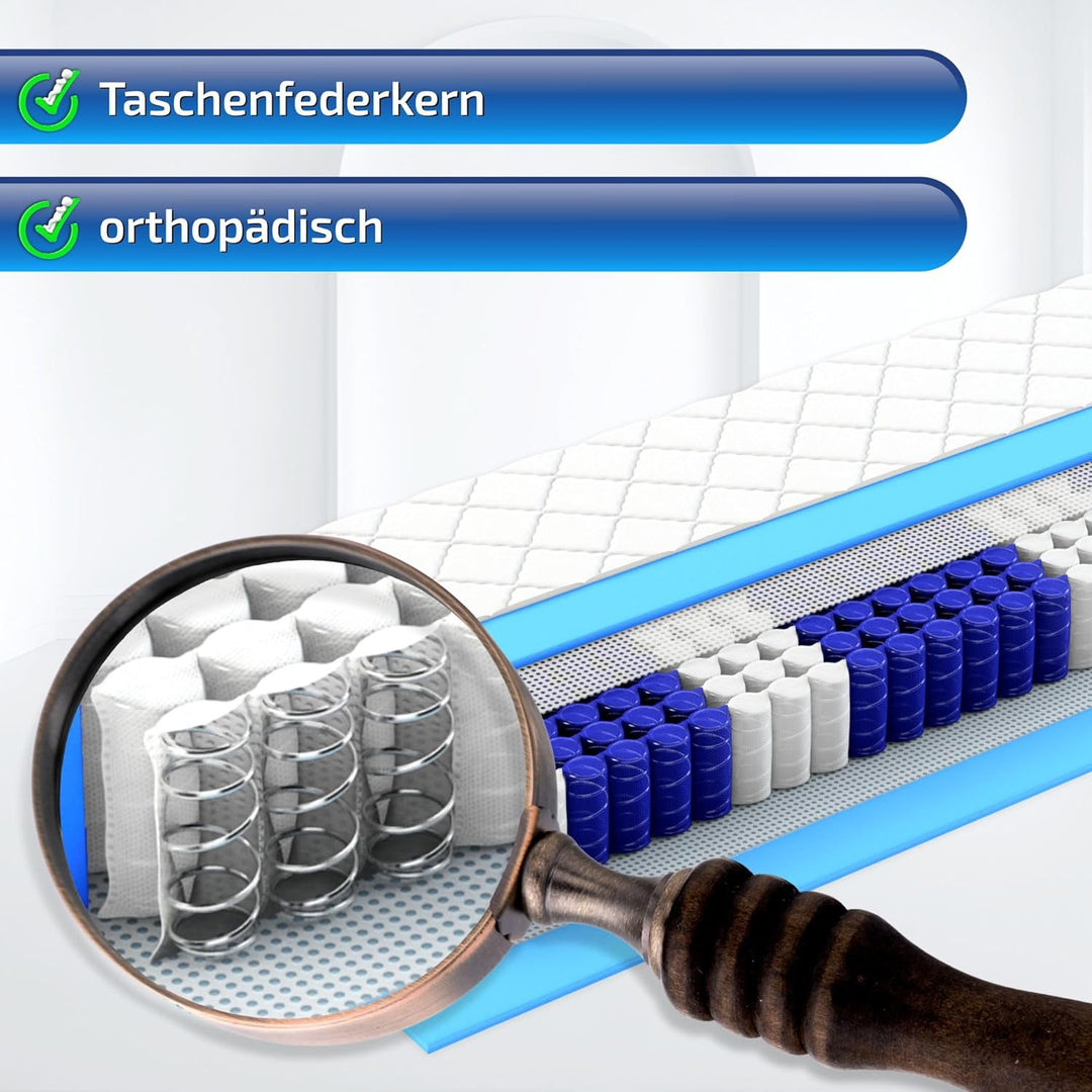 Matratzen Perfekt 7-Zonen Taschenfederkernmatratze Köln, 80 x 200 cm – Taschenfederkern-Matratze mit