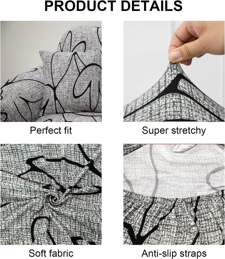 Jaotto Sofabezug 3 Sitzer Elastischer Stretch Spandex Sofa Überwürfe Sofahusse Antirutsch Waschbar S