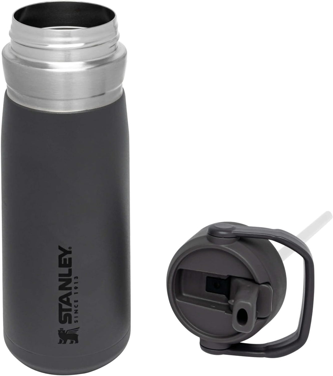 Stanley IceFlow Flip Straw Trinkflasche Edelstahl mit Strohhalm 0.65L/22OZ Charcoal – Thermosflasche
