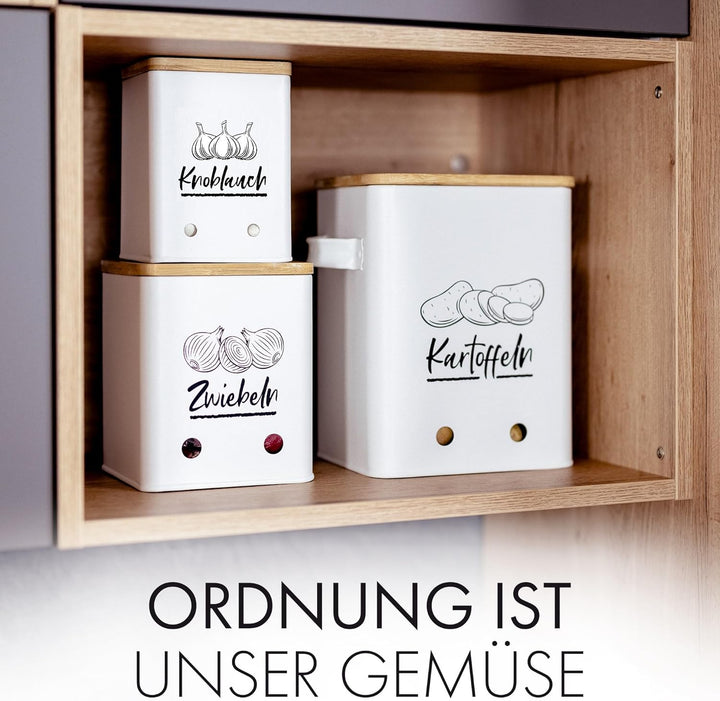 Kartoffel Aufbewahrungsbox [3er Set] - Ein echter Hingucker in deiner Küche! - Schaffe Ordnung mit d