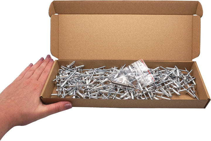 SKIR'CO (150 Stück) Grossflansch Aluminium Blindnieten 5,0 x 16 mm, Stahldorn, Bohrer inklusive 150