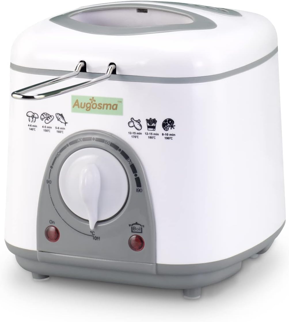 Augosma Mini Fritteuse Mit öl | 850-950W l Kapazität: 1 Liter l Sichtfenster l Frittierkorb aus Edel