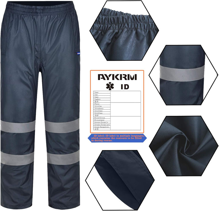 AYKRM Regenhose Herren Fahrrad Warnschutz Regen-Latzhose, warnregenhose Arbeitshose Regenhosen für H