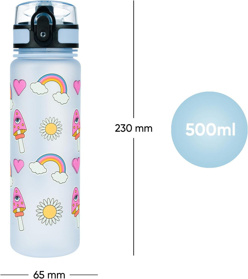 Baagl Kinder Trinkflasche Auslaufsicher Wasserflasche 500ml, Schule und Sport Flasche für Jungen Mäd