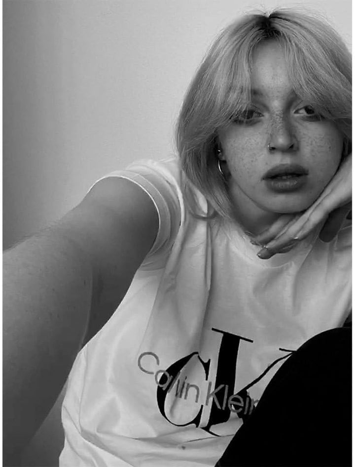 Calvin Klein Damen T-Shirt Kurzarm Core Monologo Rundhalsausschnitt XXL Weiss (Bright White), XXL We