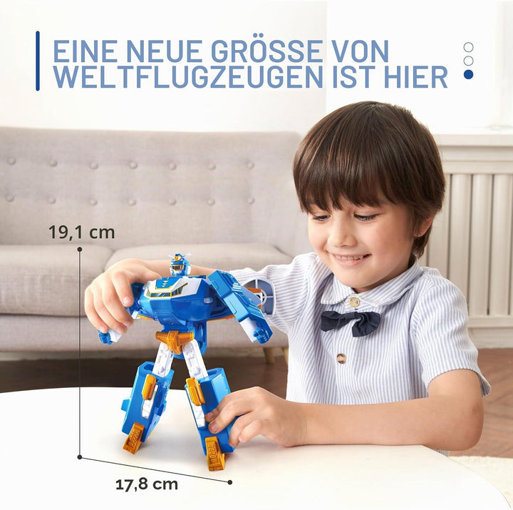 Super Wings 2-in-1 Mini World Aircraft Transforming Robot mit Licht- und Soundeffekten, Transformer-