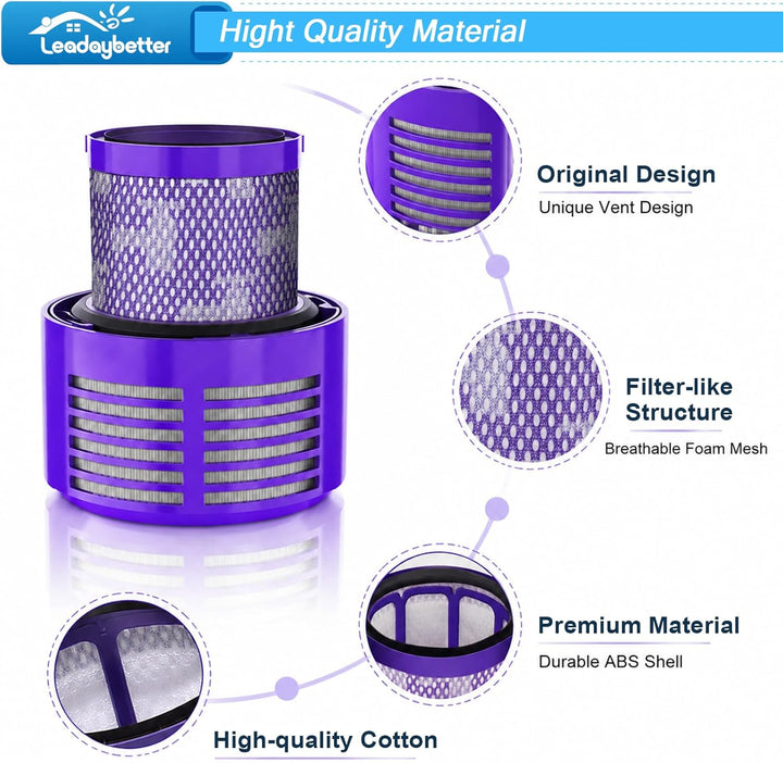 Leadaybetter V10 Filter für Dyson 2 Stück Ersatzfilter für Dyson V10 SV12 Cyclone Animal Absolute Ak
