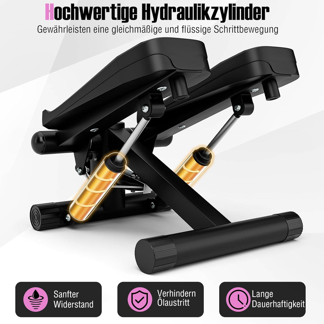 COSTWAY Mini-Stepper mit Widerstandbändern, 2 in 1 Up-Down Stepper mit verstellbarem Widerstand & LC