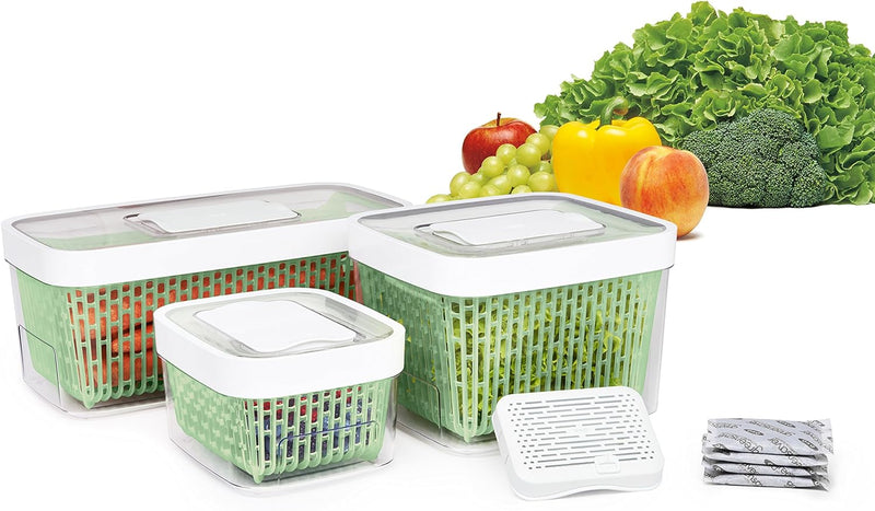 OXO Good Grips Greensaver-Frischhaltebox mit Deckel und Lüftung, gross – 4 l Behälter 4L, Behälter 4