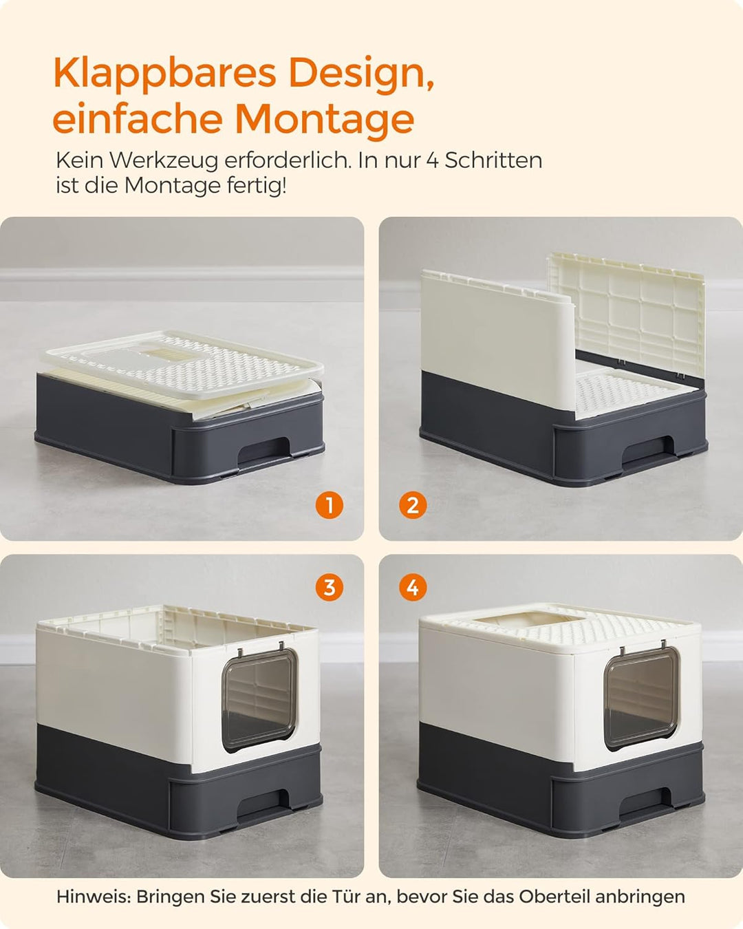 Feandrea Katzenklo, Katzentoilette, mit Deckel, ausziehbares Tablett, Schaufel, Bürste, geräumig für