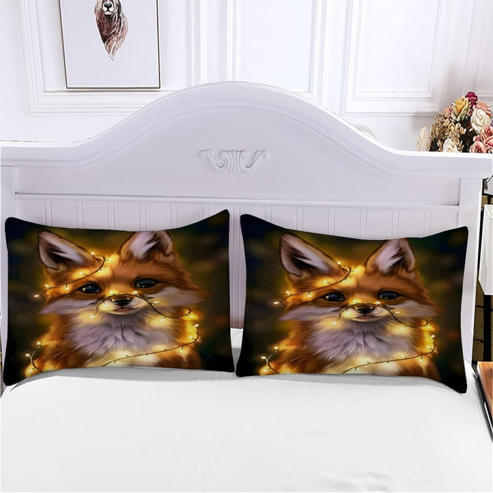 XPINGO Kinder Bettwäsche Fuchs 135x200 cm 2teilig Jungen und Mädchen Mikrofaser Weiche Winter Warm B
