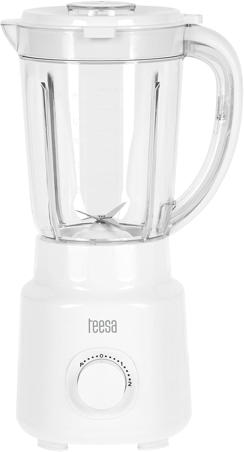 Kraftvoller Teesa TSA3542W Standmixer 500W 1,5L BPA-frei, Schwarz, einfache Reinigung, Weiss 37.5 cm