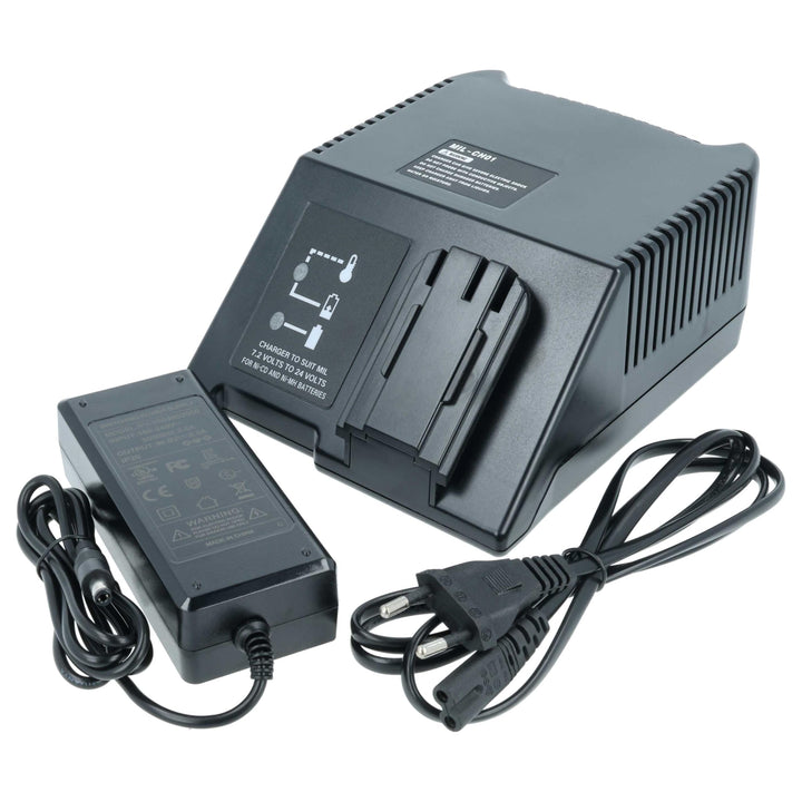 vhbw Ladegerät kompatibel mit AEG/Milwaukee PES 7.2T, PBS 3000, MX9.6 Werkzeug - 120W