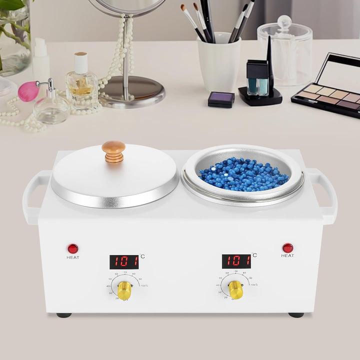 Doppeltopf-Wachserhitzer, 200W Elektrische Wachserhitzungsmaschine mit 2 Töpfen 600ml x2, Profession