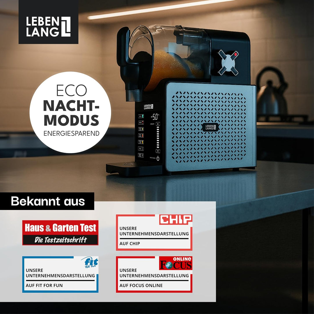 LEBENLANG Premium Slush Maschine 2L - 5 Modi & 15 Min QuickFreeze I Inkl. Rezeptbuch & Auto-Reinigun