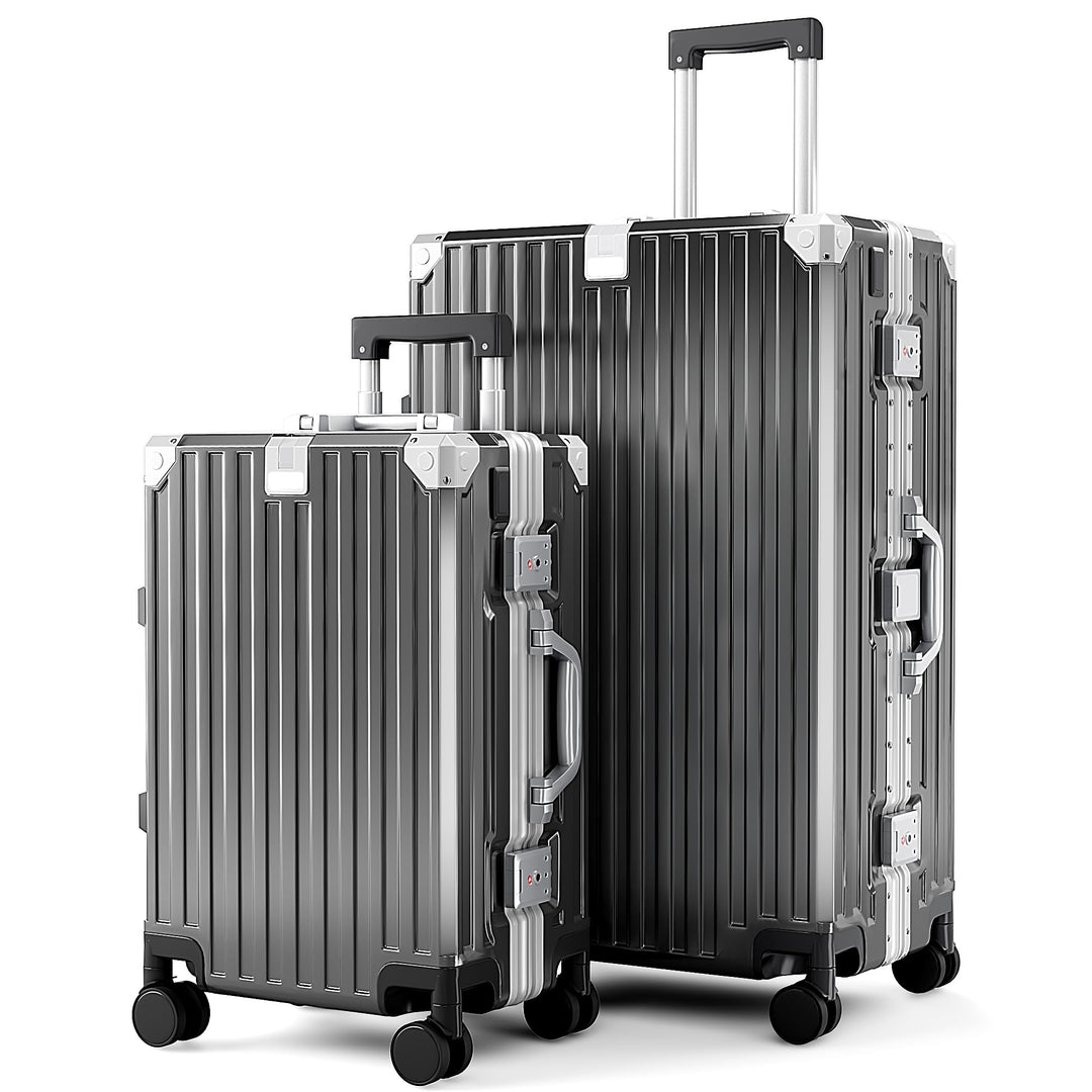ALPHA CAMP Koffer Set M L Hartschalenkoffer Set Gross mit Rollen Suitcase Set Polycarbonat Aluminium