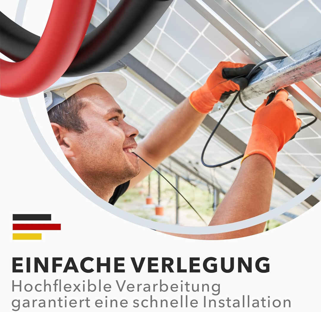 RedStar24 Solarkabel Verlängerung 4mm² - 5m - UV-beständig, Photovoltaik Kabel, PV Kabel, Solar Verl