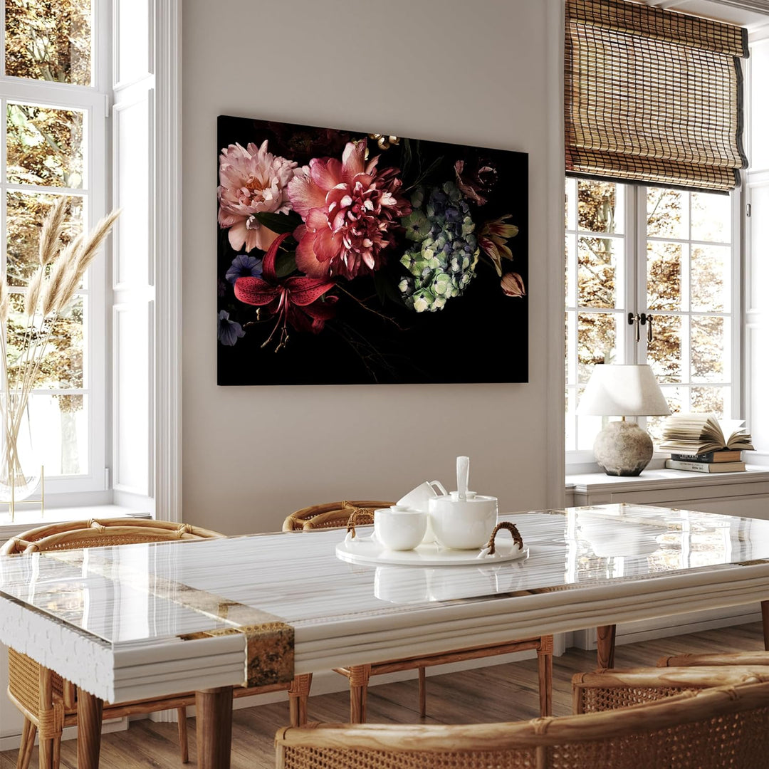 wandmotiv24 Leinwandbild Vintage, 80x60cm, Querformat, Blumen, Deko, Bilder auf Leinwand, Wanddeko,