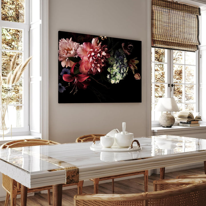 wandmotiv24 Leinwandbild Vintage, 80x60cm, Querformat, Blumen, Deko, Bilder auf Leinwand, Wanddeko,