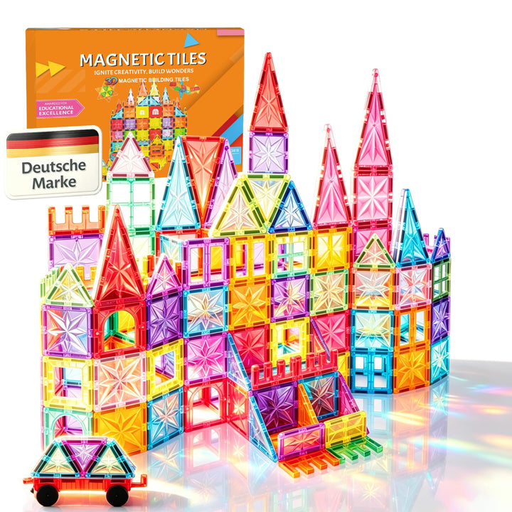 Magnetische Fliesen, STEM-Bauspielzeug mit 100 Teilen, sensorische magnetische Bausteine für Kleinki