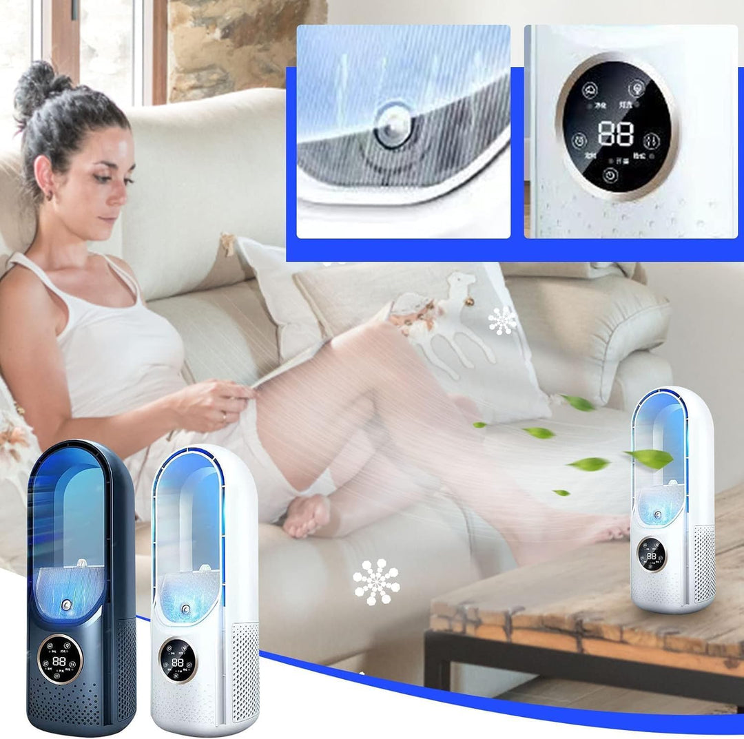 Lamellenloser Ventilator mit 6 Geschwindigkeitsstufen und Timerfunktion, USB-Multifunktionssteuerung