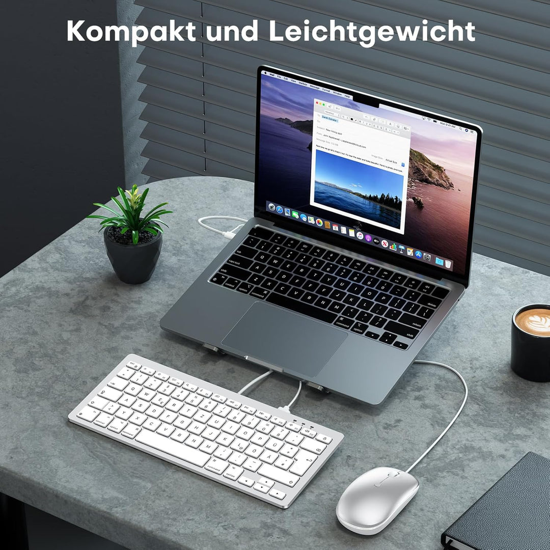 OMOTON Kabel Mac Tastatur Maus Set, USB-/Type-C-Doppelanschluss, geeignet für Apple Mac Pro/Mini, iM