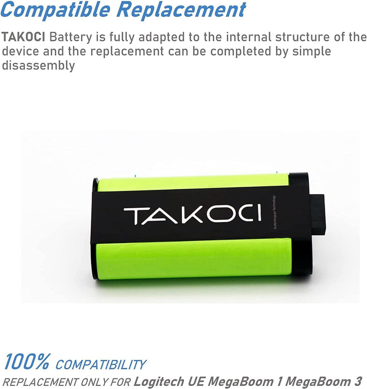 AUVTKALL Ersatzakku für Logitech S-00147, UE MegaBoom533-000116, 533-000138 7,4 V 3400 mAh