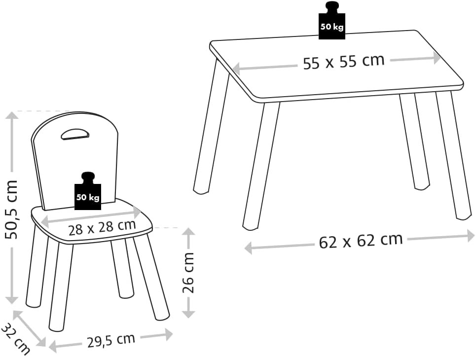 Kesper | Kindertisch mit 2 Stühlen, Weiss/Salbeigrün | 1773313 Weiss, Grün, Weiss, Grün