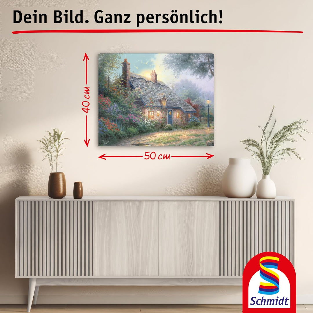 Moonlight Cottage: My Artnoble® Thomas Kinkade | Premium-Malset mit vorgedruckter Leinwand und Acryl