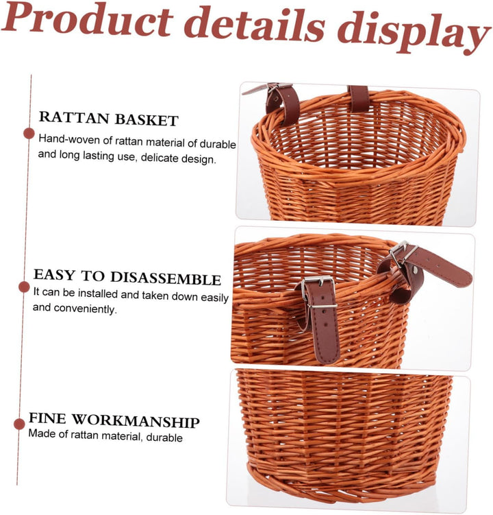 Rattan-fahrradkorb Vorderradgepäckträger Abnehmbar Zur Aufbewahrung