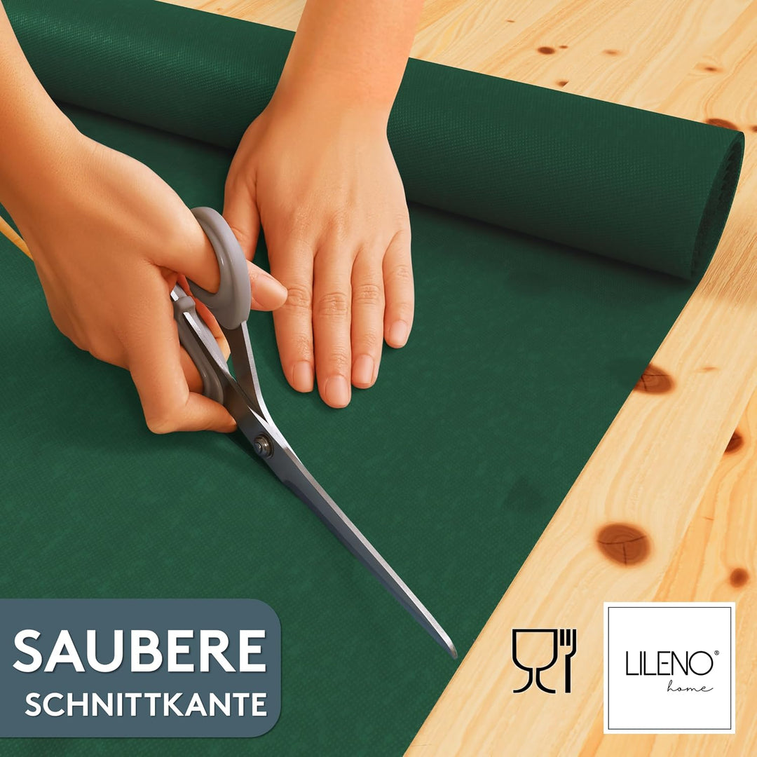 LILENO HOME Tischdeckenrolle 1,10 x 25 m - Tischdecke Grün aus Vlies - Stoffähnlich, abwaschbare Tis
